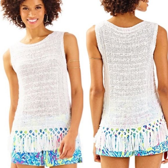 Lilly Pulitzer Tops - Lilly Pulitzer Luca Fringe Hem Sweater